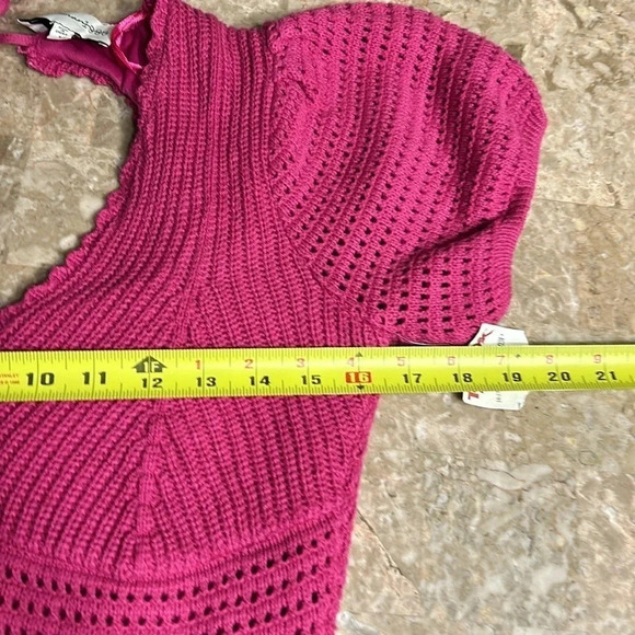 Crochet dress,pink Sm,cottagecore, tassels,fairy,whimsy,coastal,feminine,NWT - Picture 12 of 15